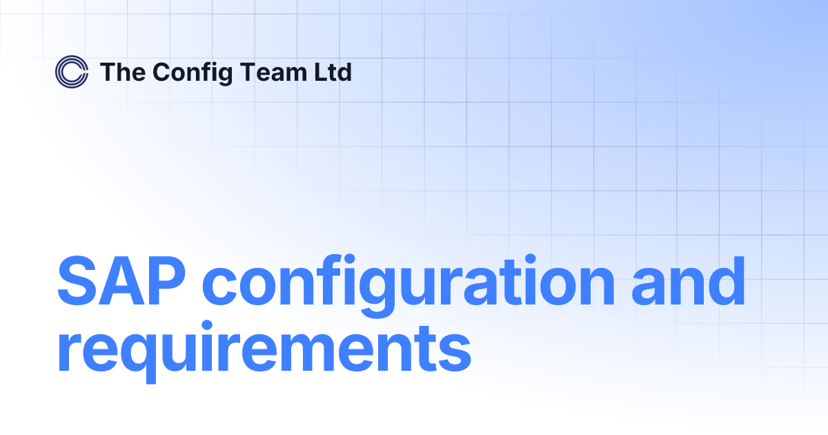 SAP configuration and requirements | PreBilt™ for IM/WM/StRM | The ...